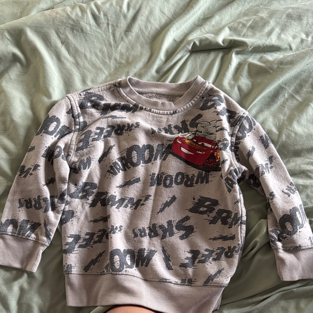 Disney Light Gray Kids Sweatshirt with Lightning McQueen Graphic